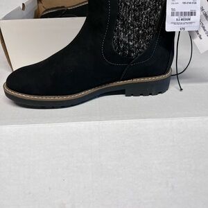 St. John's Bay Black Ankle Boots with Knit Detail